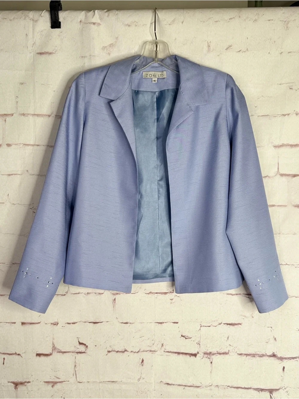 ZOE LTD Girls 16  Cornflower Blue 2 Piece Set Embellished Dress Jacket Suit